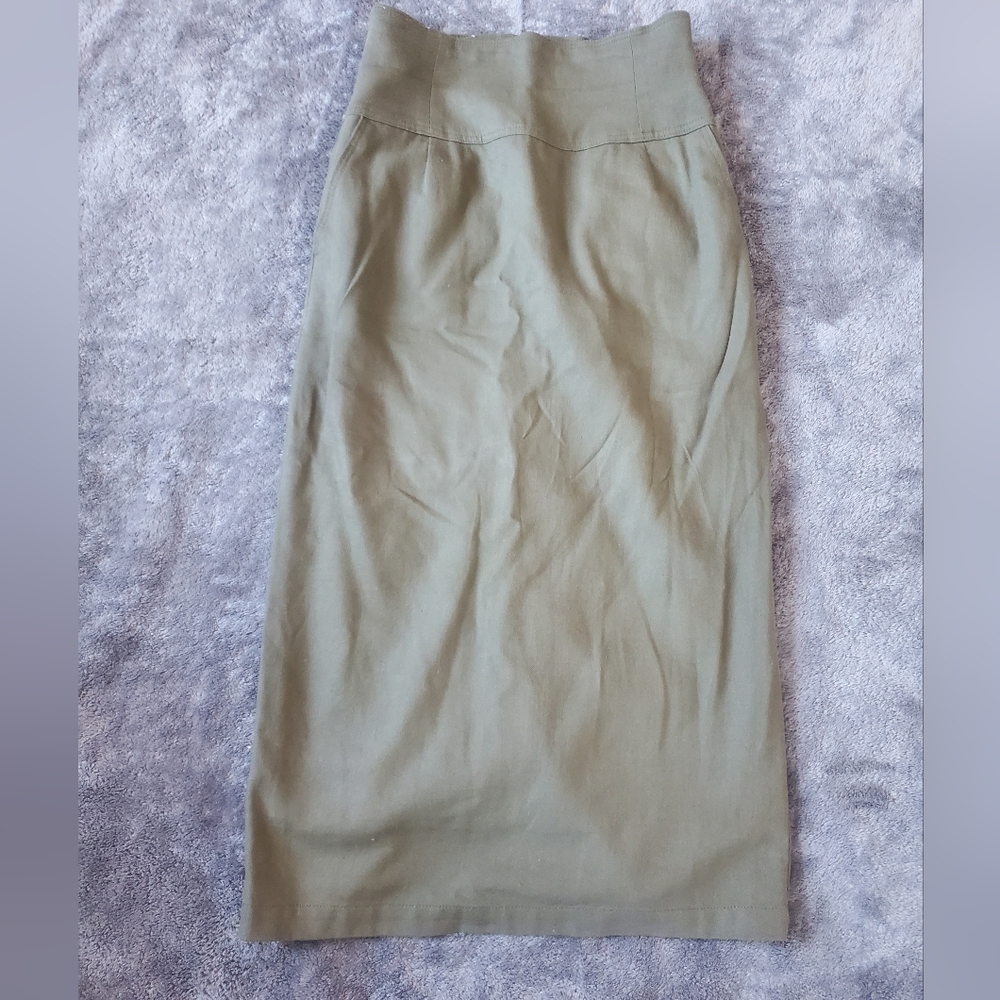 Moussy Dark Olive Pencil Oversized Skirt Size 2